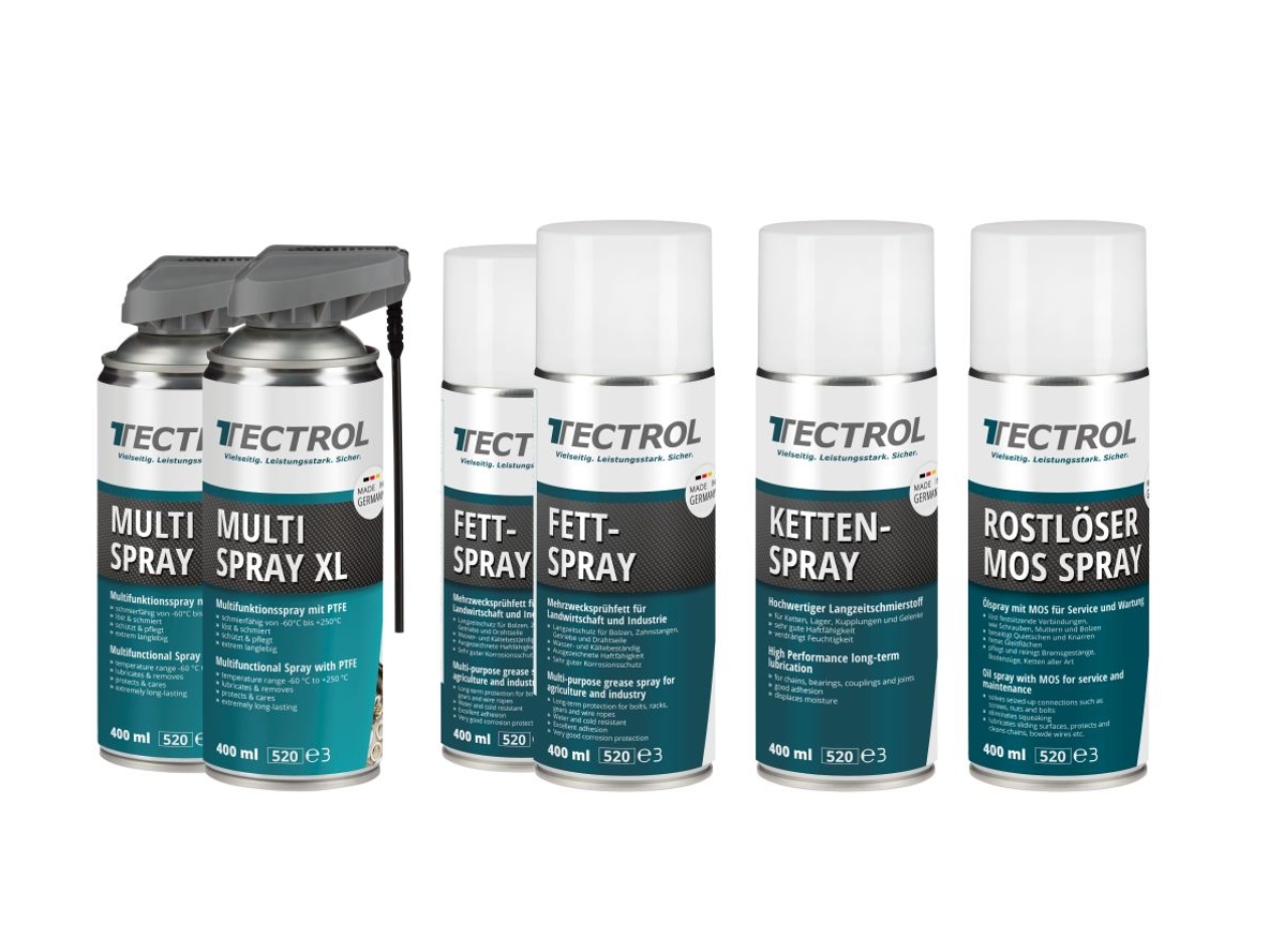 Tectrol Wartungs-SET bestehend aus 4 Sprays, Farbe der Sprays weiß, türkis